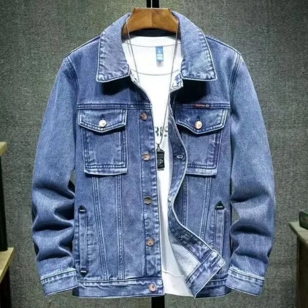 Male Jean Coats Cargo Biker Men's Denim Jacket