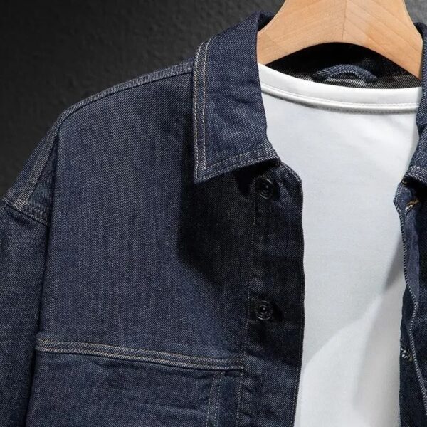 Male Jean Coats Cargo Biker Men's Denim Jacket - Image 4