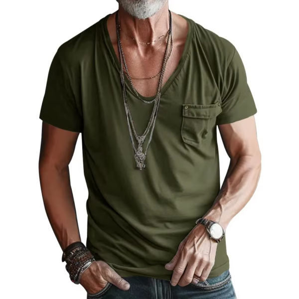 Cross-border men's T-shirt clothing men's V-neck