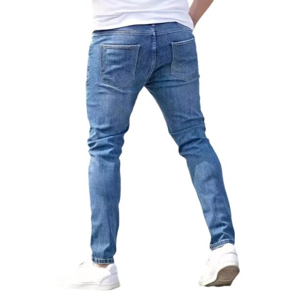 Distressed Men's Skinny Jeans – Vintage Wash Ripped Punk-Style Ankle-Length Denim - Image 4