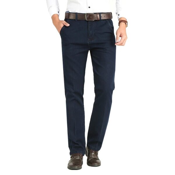 Business Loose 100% Cotton Jeans for Men – Classic Straight Stretch Denim Trousers - Image 5