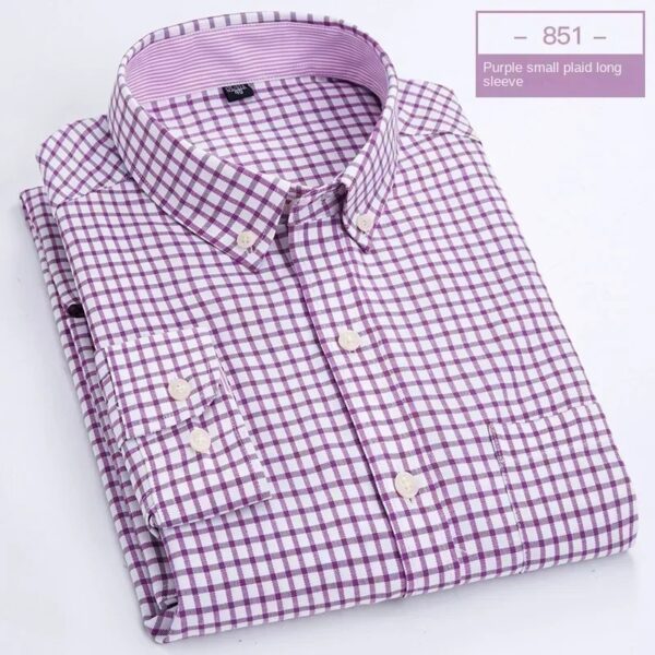 Men's Oxford Textile Shirt Casual Long Sleeve Solid Color Men's Fashion Slim Fit