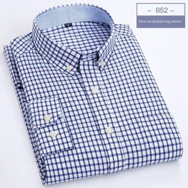 Men's Oxford Textile Shirt Casual Long Sleeve Solid Color Men's Fashion Slim Fit - Image 7