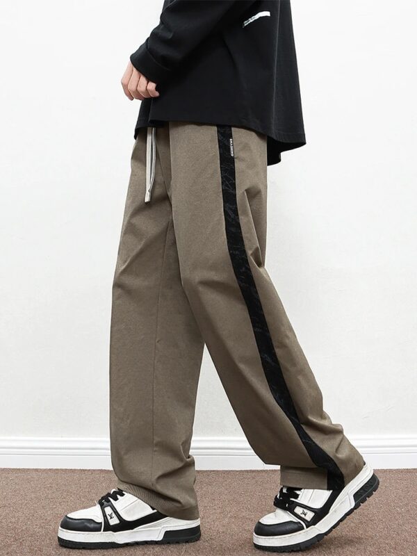 2025 Men's Wide-Leg Sweatpants – Korean Fashion Patchwork Knit Track Trousers