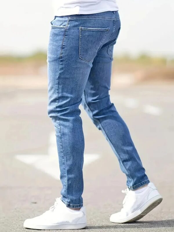 Distressed Men's Skinny Jeans – Vintage Wash Ripped Punk-Style Ankle-Length Denim - Image 3