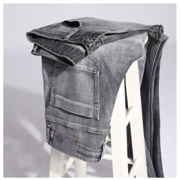 Cotton Stretch Jeans Business Casual Men's Thin Denim Jeans Grey Spring Summer - Image 3