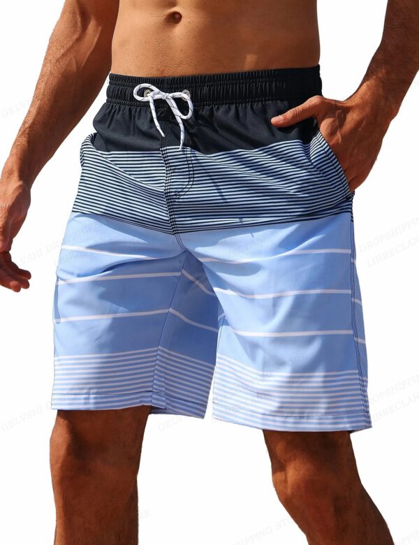 Striped Beach Shorts for Men – Fashionable Swimwear, Board Shorts, and Gym Fitness Trunks