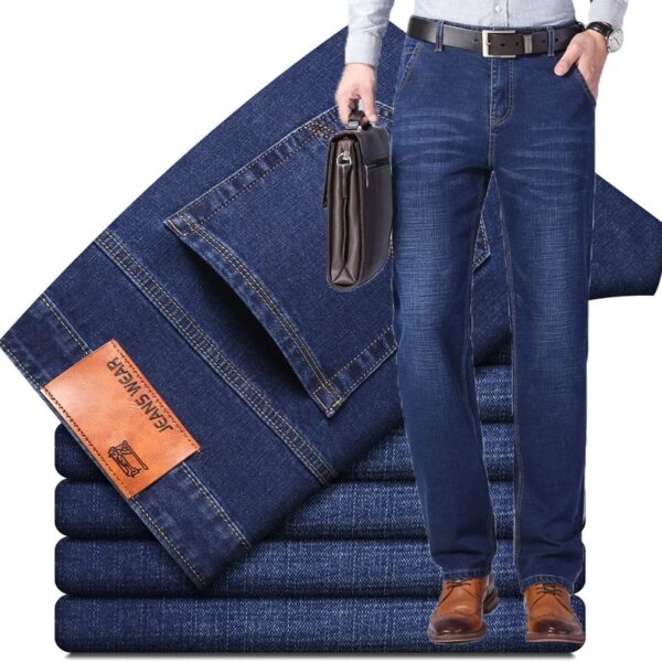 Cotton Stretch Jeans Business Casual Men's Thin Denim Jeans Grey Spring Summer - Image 4