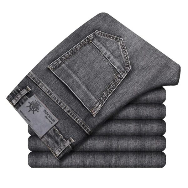 Cotton Stretch Jeans Business Casual Men's Thin Denim Jeans Grey Spring Summer - Image 6