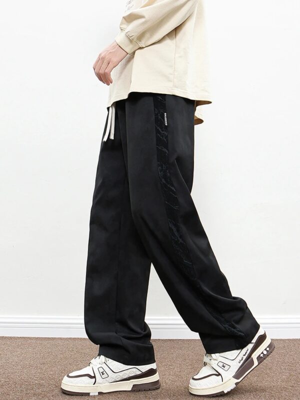 2025 Men's Wide-Leg Sweatpants – Korean Fashion Patchwork Knit Track Trousers - Image 3